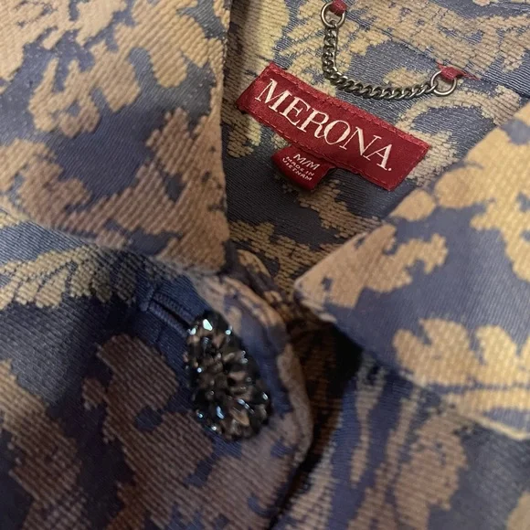 Merona Blue and Gold Paisley Coat - Picture 5 of 7